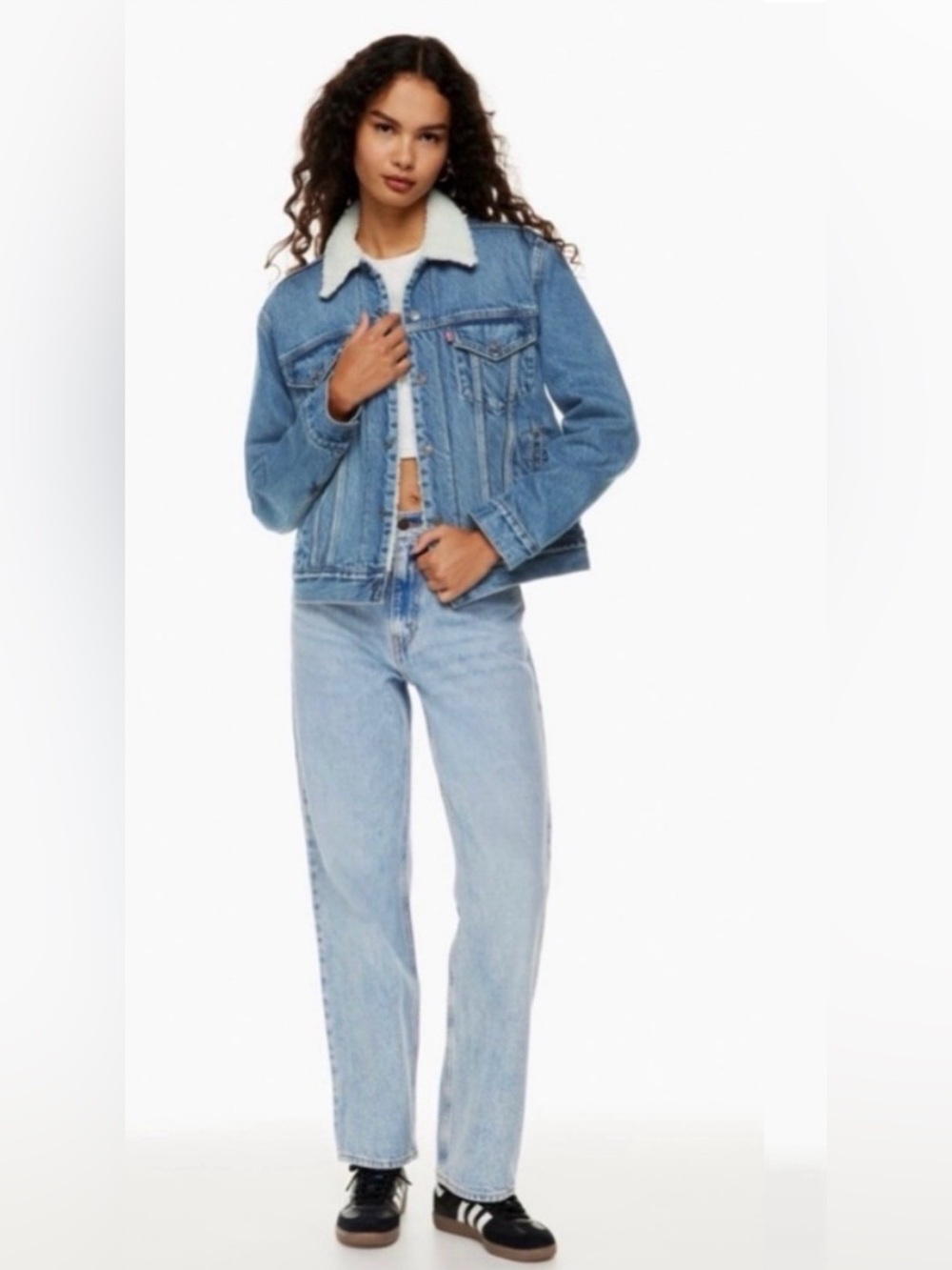 Levi’s Sherpa Trucker Denim Jacket XS Blue | Fleece Lined Vintage Western